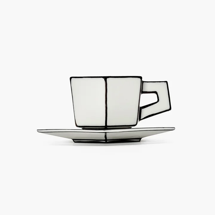Serax - Carte Blanche Tasse à expresso avec soucoupe, blanc / noir