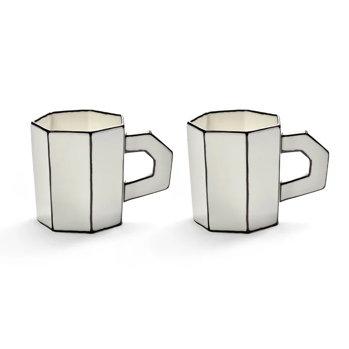 Serax - Carte Blanche Tasse à thé, blanc / noir (set de 2)