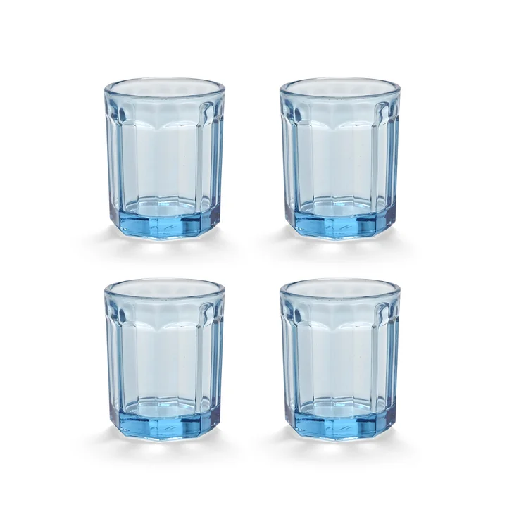 Serax - Fish & Fish Verre M, bleu (set de 4)