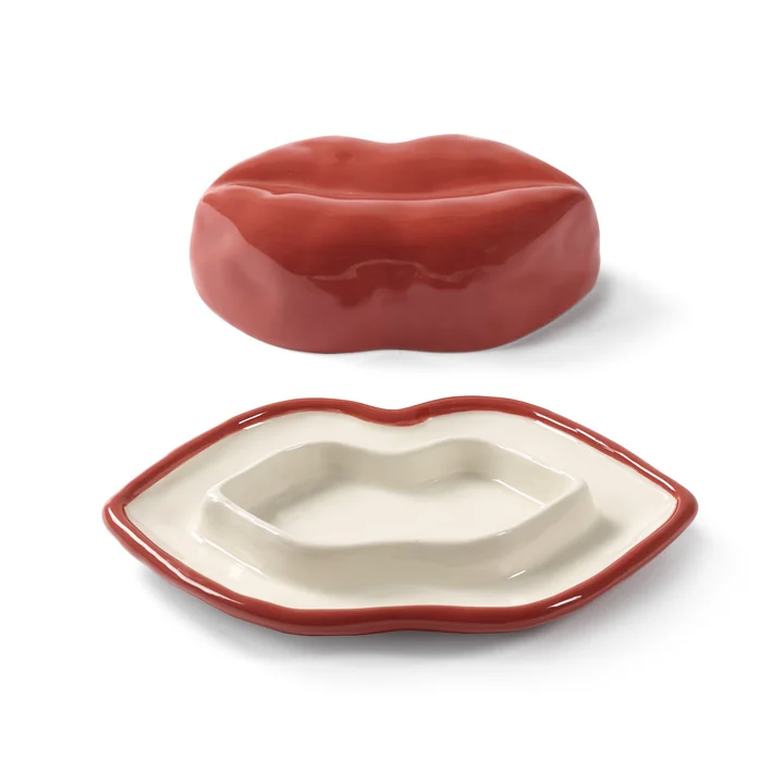 Serax - Lips Bol avec couvercle, rouge / blanc