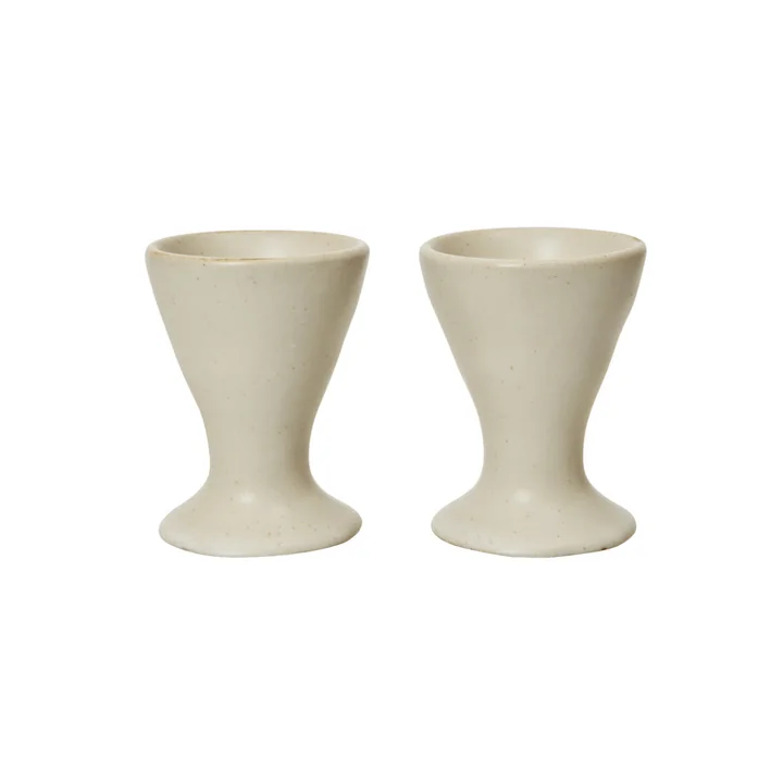 Ferm Living - Flow Coquetier, blanc cassé moucheté (lot de 2)