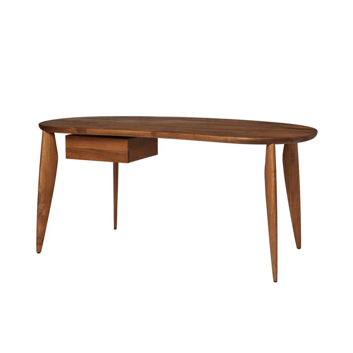 Ferm Living - Feve Table de salle à manger, 160 x 86 cm, noyer avec tiroir