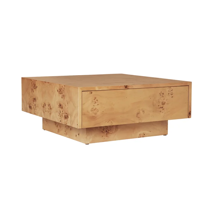 Ferm Living - Burl Coffee Table, avec tiroir, 70x 70 cm, naturel