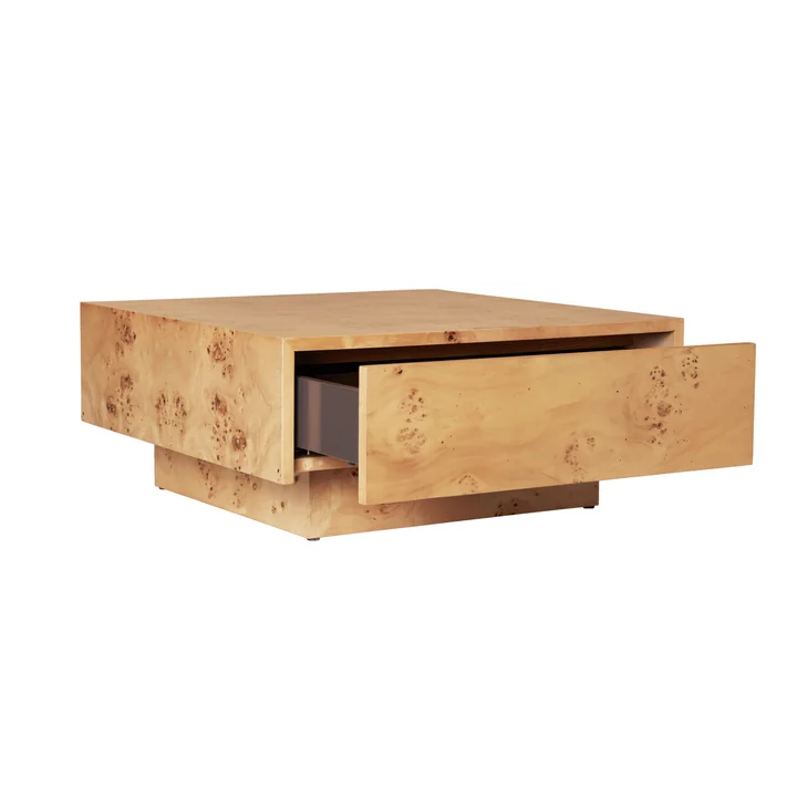 Ferm Living - Burl Coffee Table, avec tiroir, 70x 70 cm, naturel
