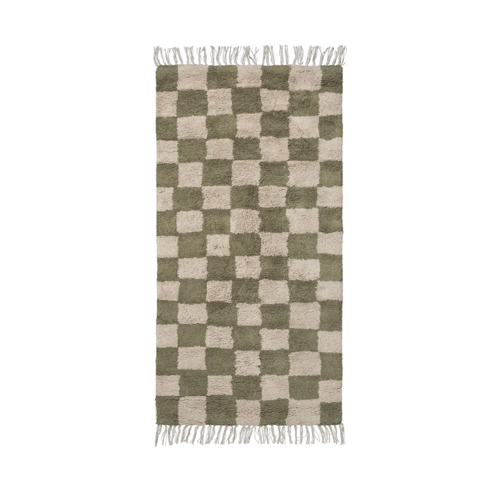 Ferm Living - Mara Tapis pour enfants, 150 x 80 cm, elm green / warm sand