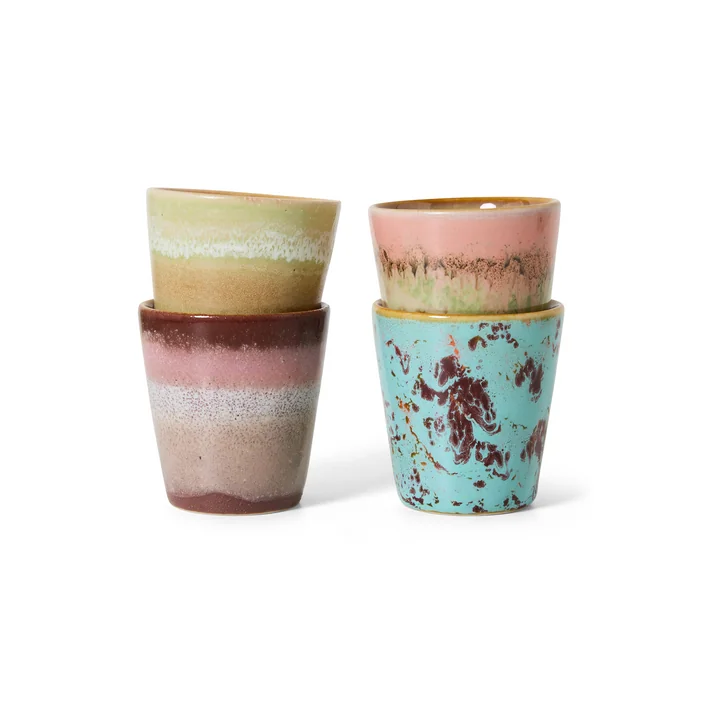 HKliving - 70's Tasse à espresso, ristretto, futurism (set de 4)