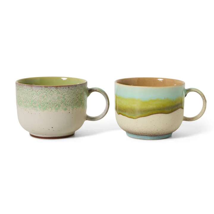 HKliving - 70's Tasse à thé, 425 ml, neo (lot de 2)