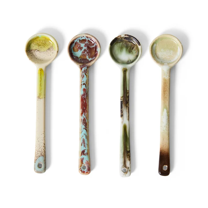 HKliving - 70's Cuillère, M, blend (set de 4)