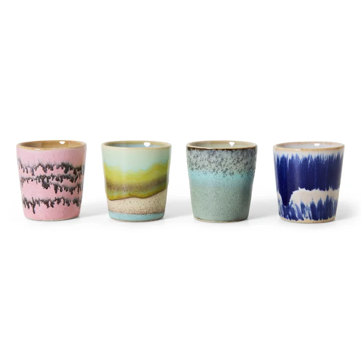 HKliving - 70's Coquetiers, vibrance (set de 4)