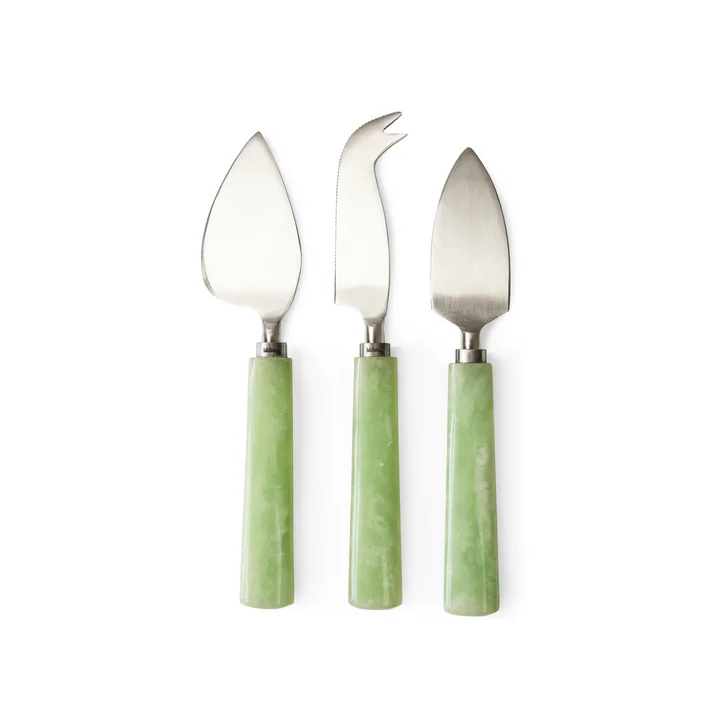 HKliving - Set de couteaux à fromage, sage (set de 3)