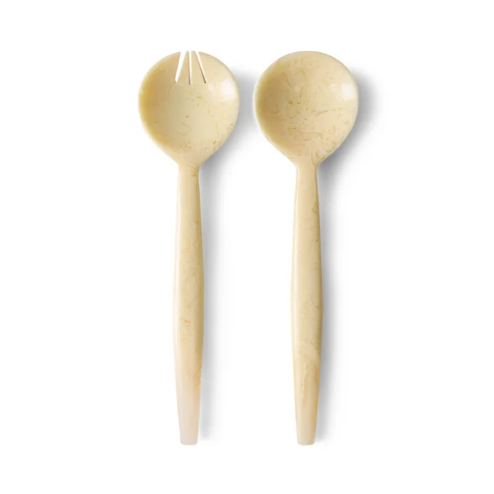 HKliving - Set de couverts à salade, vanilla (2 pcs.)
