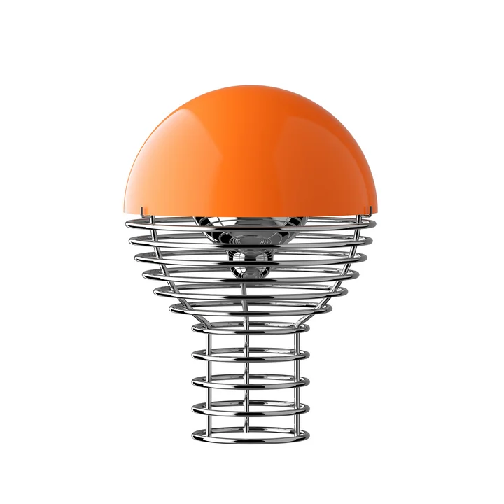 Verpan - Wire Lampe de table LED avec batterie, Ø 18 cm, chrome / orange