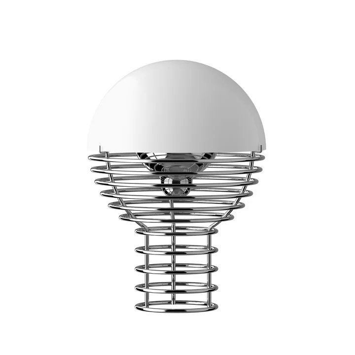 Verpan - Wire LED Lampe de table avec batterie, Ø 18 cm, chrome / blanc