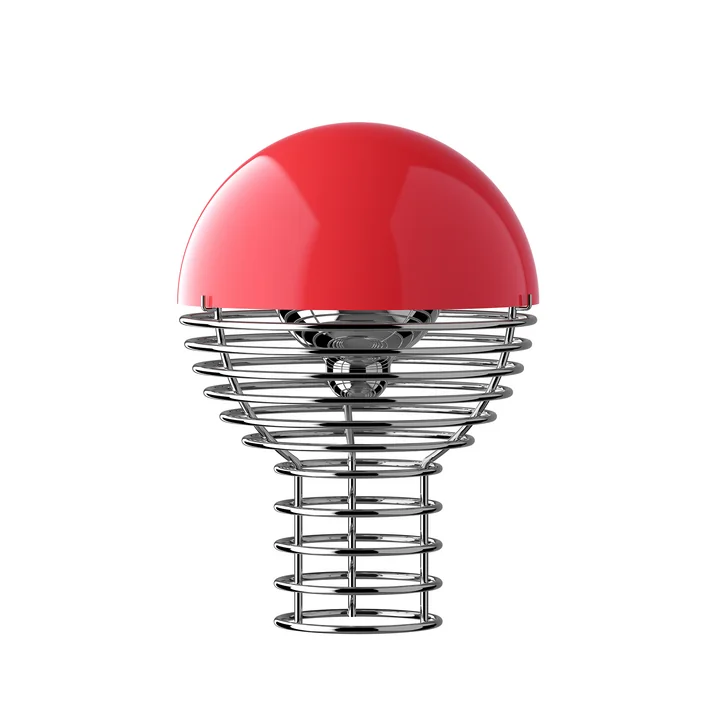 Verpan - Wire LED Lampe de table avec accu, Ø 18 cm, chrome / rouge