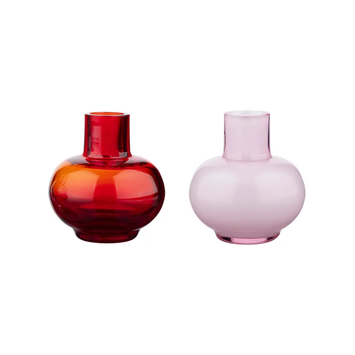 Marimekko - Mini Vase Ø 5,5 x H 6 cm, rouge rubis / rose (set de 2) (automne / hiver 2025)