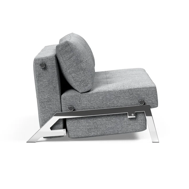 Innovation Living - Cubed 140 Canapé-lit, 145 x 103 cm, chrome / gris clair (565 Twist Granite )