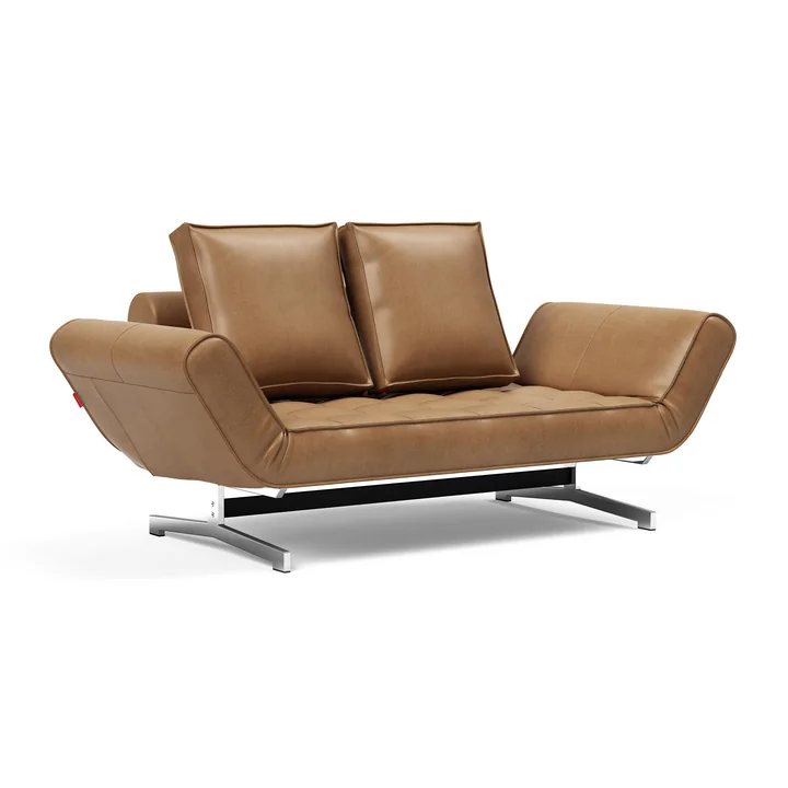 Innovation Living - Ghia Canapé-lit, 90 x 210 cm, chrome / marron clair (Mix 551 Brown Faunal )