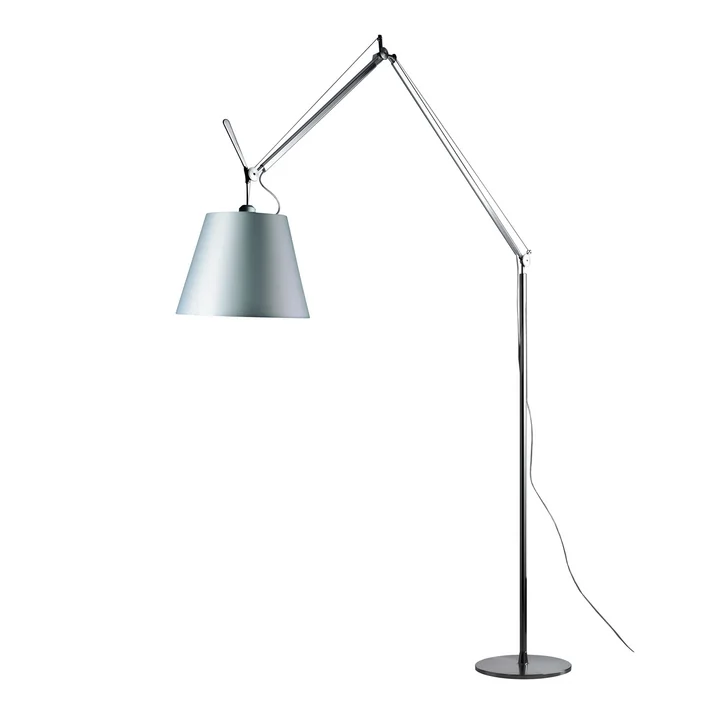 Tolomeo Mega Lampadaire avec variateur, abat-jour en satin Ø 32 cm, argent de Artemide