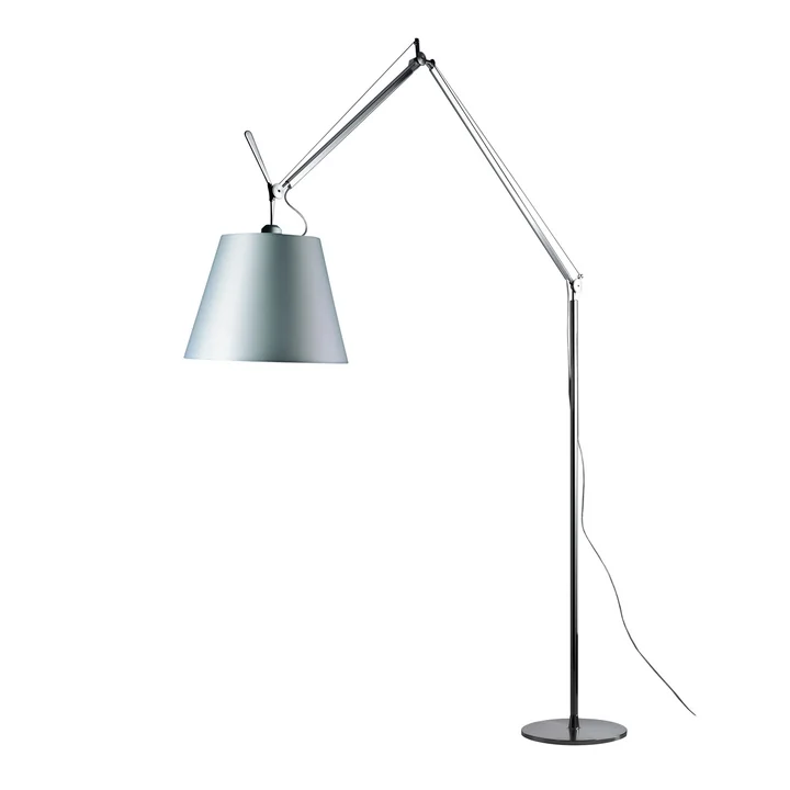 Tolomeo Mega Lampadaire avec variateur, abat-jour en satin Ø 36 cm, argent de Artemide