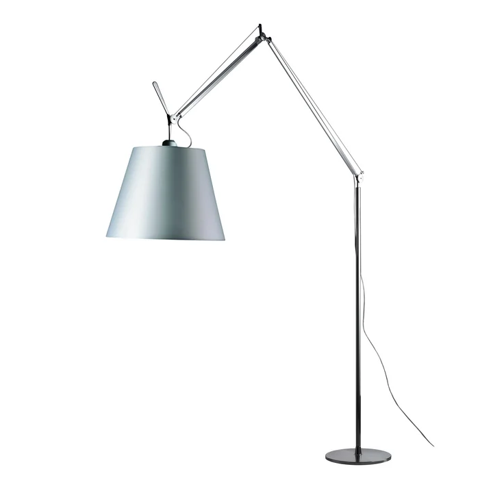Tolomeo Mega Lampadaire avec variateur, abat-jour en satin Ø 42 cm, argent de Artemide