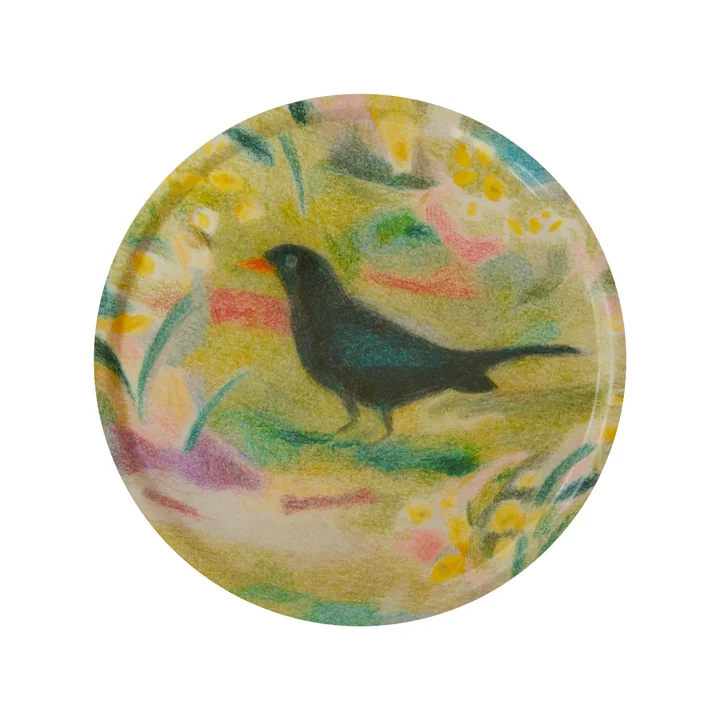 Paper Collective - Un Merle Plateau, Ø 45 cm, multicolore