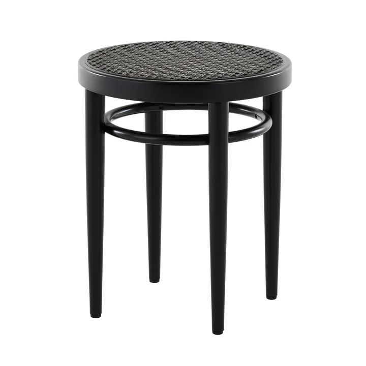 Thonet - 214 RH Tabouret, cannage Dark Melange avec tissu de soutien synthétique / hêtre noir (TP 29)