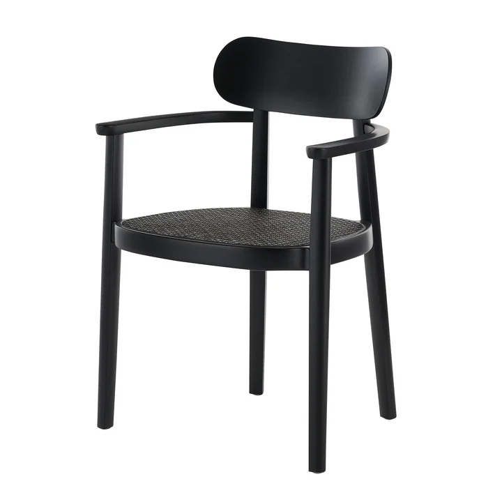 Thonet - 118 FV Chaise avec accoudoirs, cannage Dark Melange / hêtre noir (TP 29)