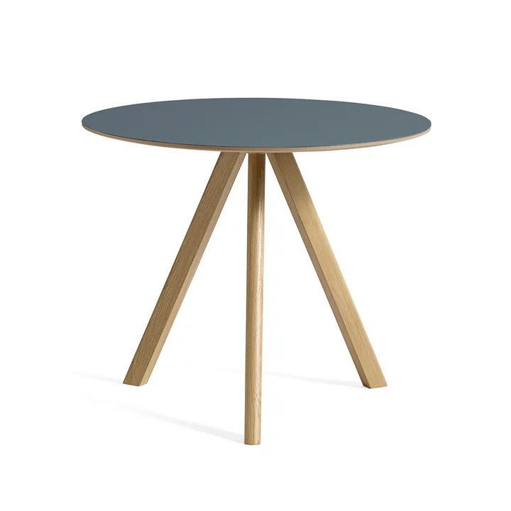 HAY - Copenhague CPH20 2. 0 Table Ø 90 cm, chêne laqué / linoléum smokey blue