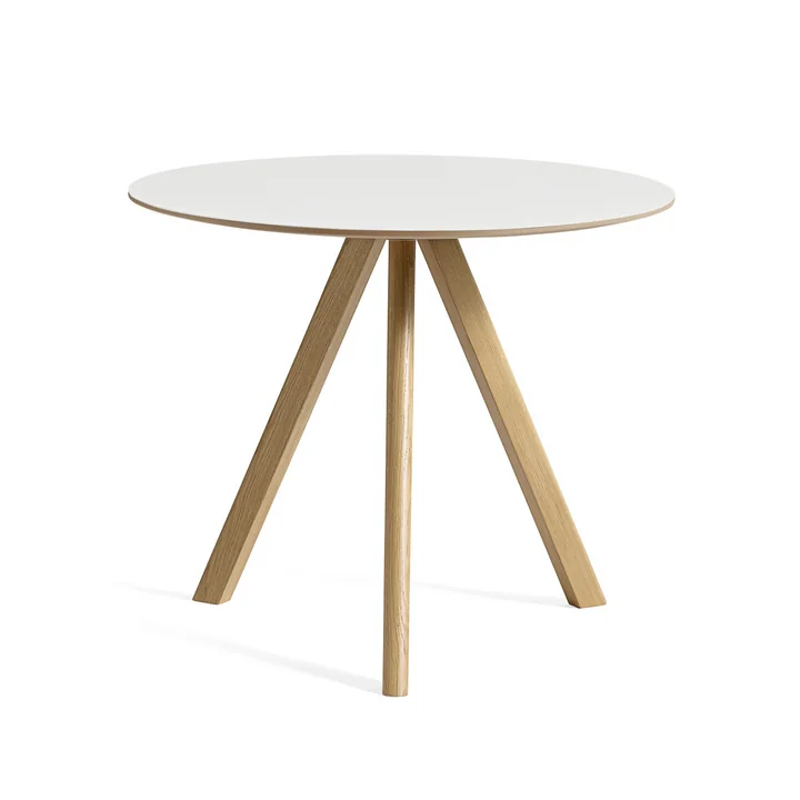 HAY - Copenhague CPH20 2. 0 Table Ø 90 cm, chêne laqué / stratifié blanc
