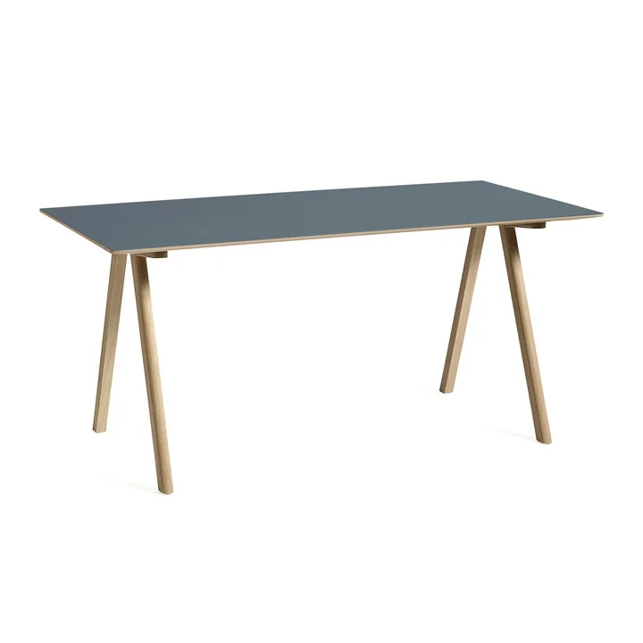 HAY - Copenhague CPH10 2. 0 Bureau, 160 x 80 cm, chêne laqué / linoléum smokey blue
