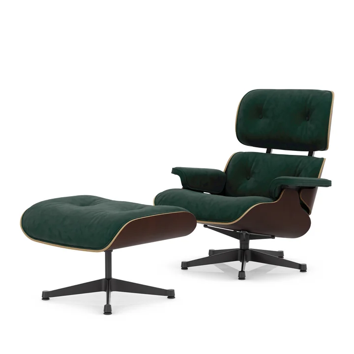 Vitra - Lounge Chair & Ottoman, noir, noyer foncé, Calma, 11 pine