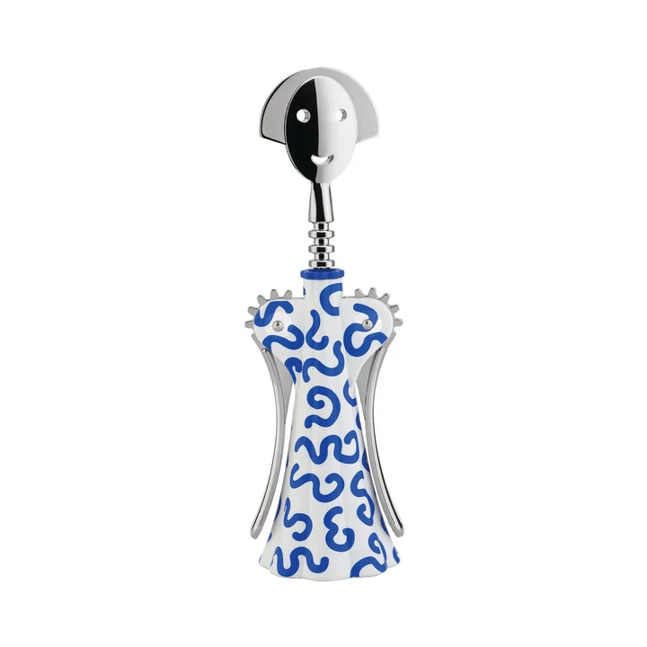 Alessi - Tire-bouchon Anna G. Delft, blanc / bleu