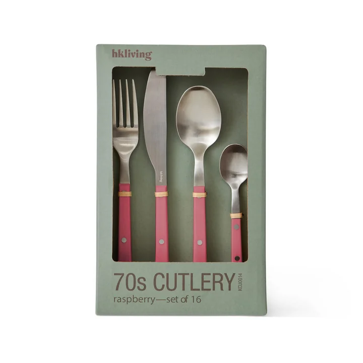 HKliving - 70's Set de couverts, raspberry (16 pcs.)