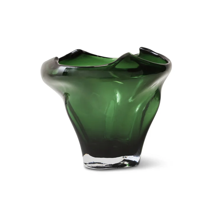 HKliving - Folded Vase en verre, vert émeraude