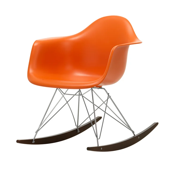 Vitra - Eames Plastic Armchair RAR RE, érable foncé / chrome / orange rouille