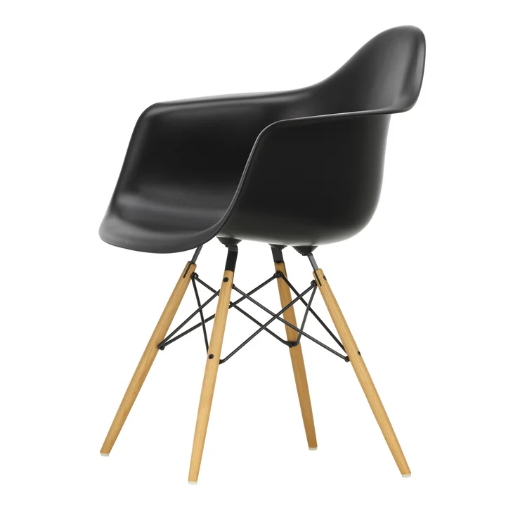 Vitra - Eames Plastic Armchair DAW RE, frêne couleur miel / noir profond