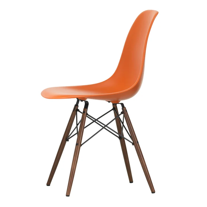 Vitra - Eames Plastic Side Chair DSW RE, érable foncé / rouille orange