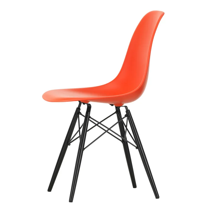 Vitra - Eames Plastic Side Chair DSW RE, érable noir / poppy red