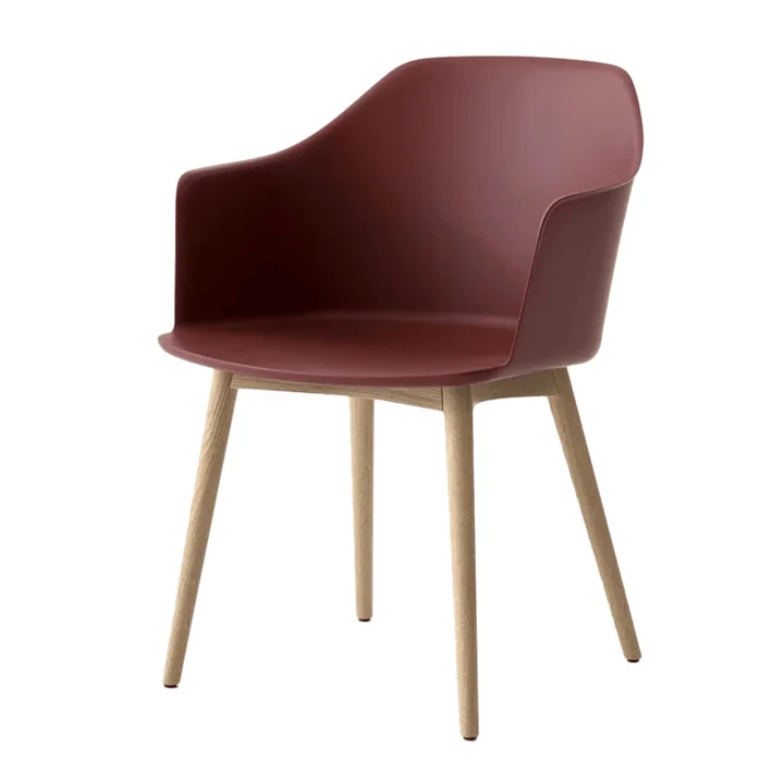 & Tradition - Rely Armchair HW76, chêne laqué transparent / rouge-brun