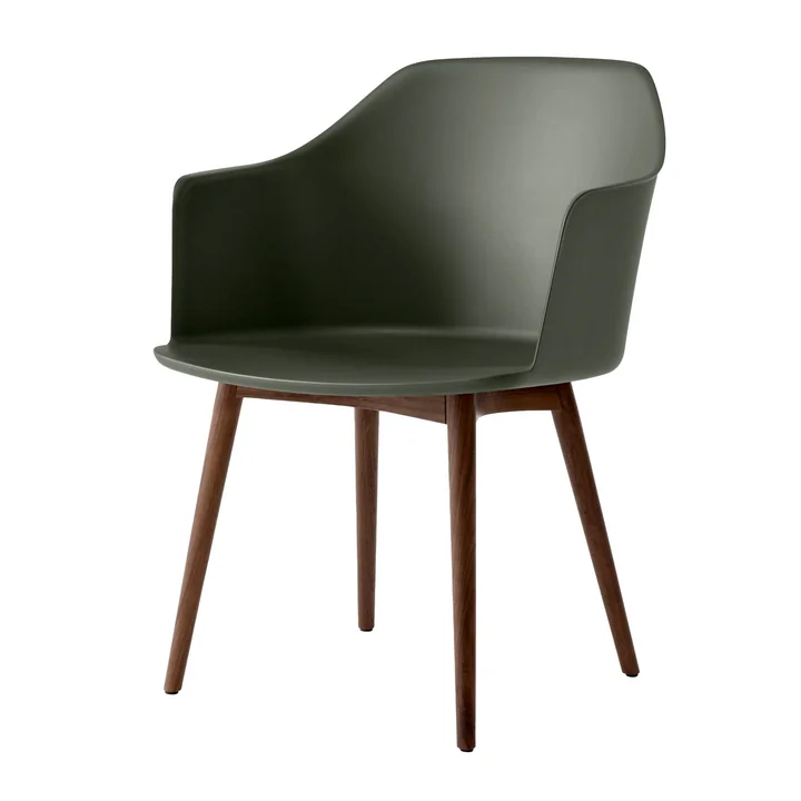 & Tradition - Rely Armchair HW76, noyer laqué / vert bronze
