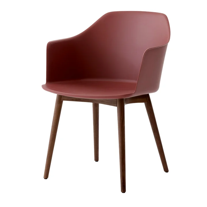 & Tradition - Rely Armchair HW76, noyer laqué / rouge-brun