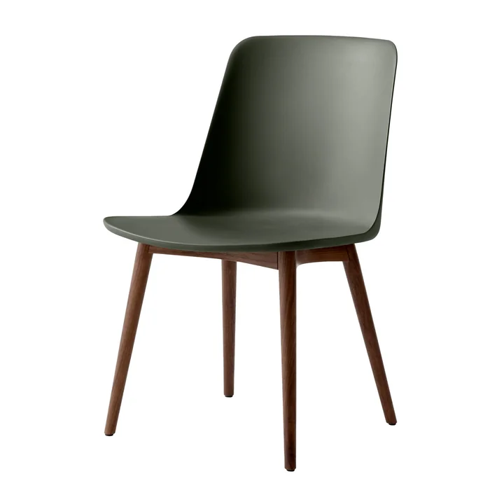 & Tradition - Rely Side Chair HW71, noyer laqué / vert bronze