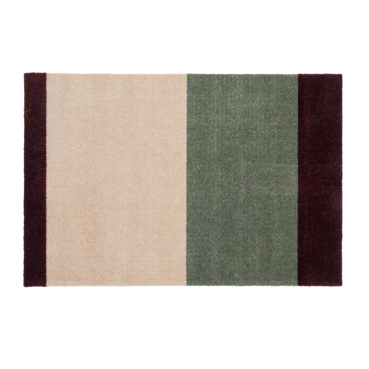 tica copenhagen - Stripes Horizontal Tapis, 60 x 90 cm, green / ivory / bordeaux