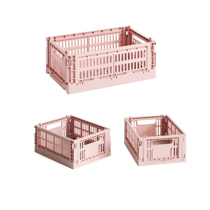 HAY - Colour Crate Panier S + Mini, blush, recyclé (set de 3)