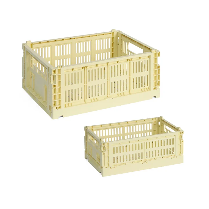 HAY - Colour Crate Corbeille S + M, jaune clair, recyclée