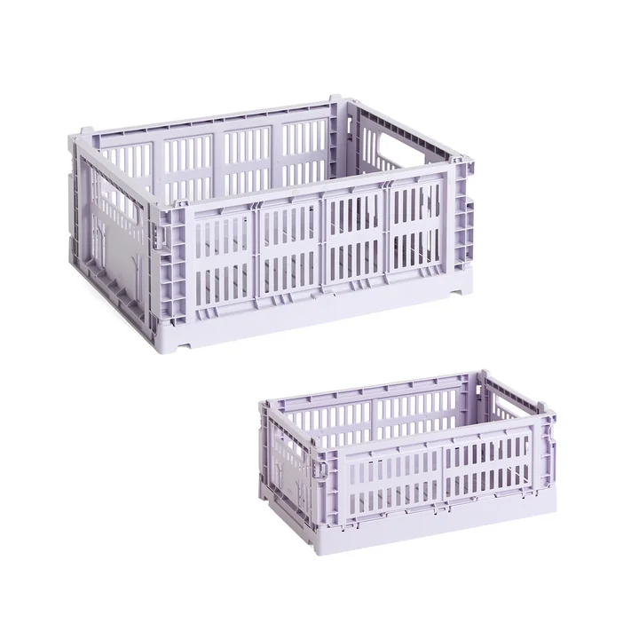 HAY - Colour Crate Corbeille S + M, lavande, recyclée (lot de 2)