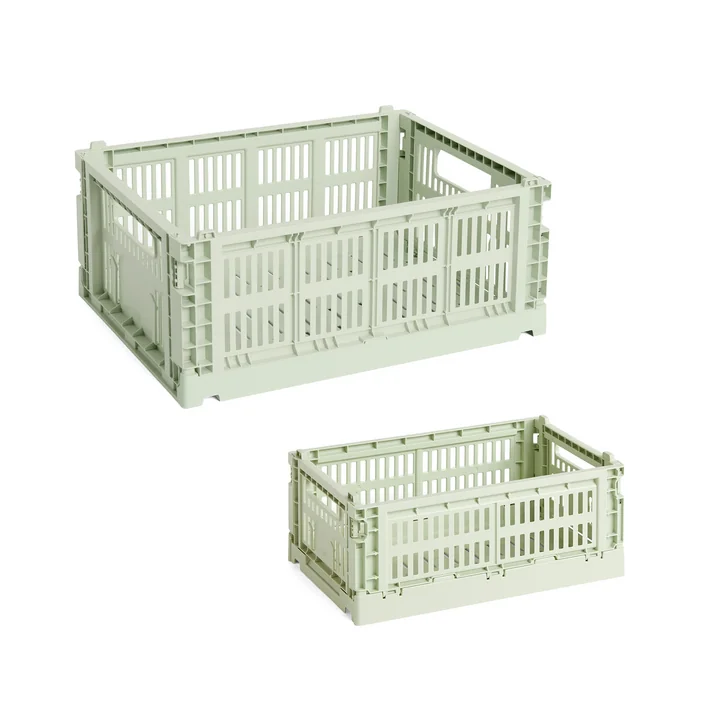 HAY - Colour Crate Corbeille S + M, menthe, recyclée (set de 2)