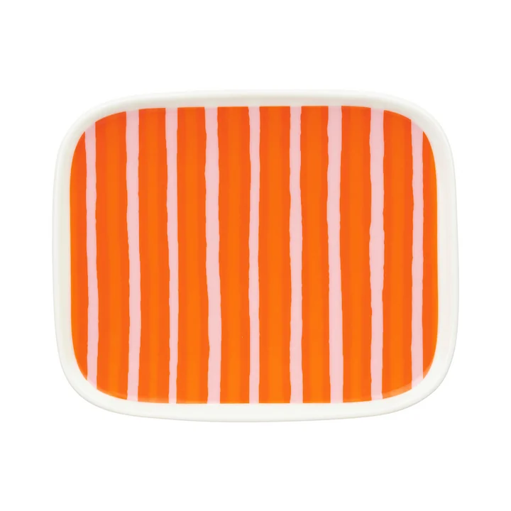 Marimekko - Oiva Piccolo Assiette, 15 x 12 cm, blanc / rose / orange
