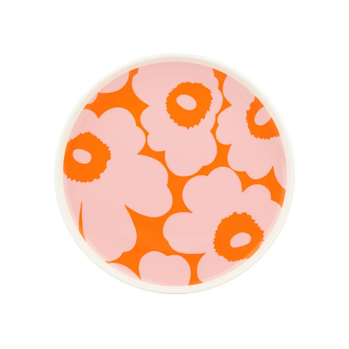 Marimekko - Oiva Unikko Assiette Ø 20 cm, blanc / rose / orange