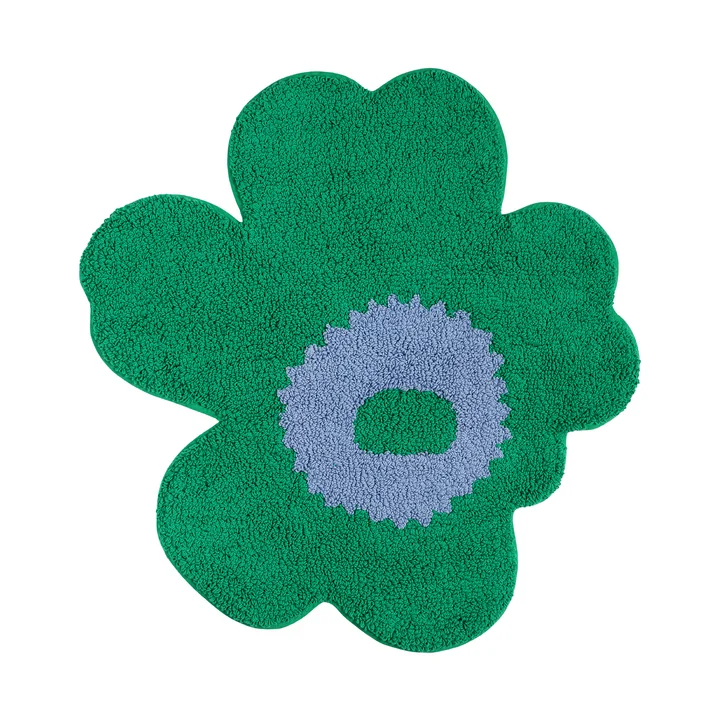 Marimekko - Unikko Tapis de bain, 73 x 74 cm, vert / bleu clair